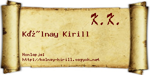 Kálnay Kirill névjegykártya